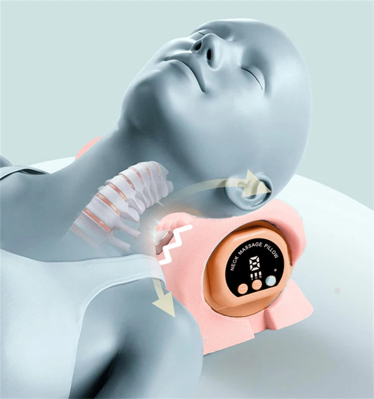 Electric Heated EMS Pulse Cervical Traction Pillow with Six Levels of Heat Neck Massager and Shoulder Stretcher Massage Products