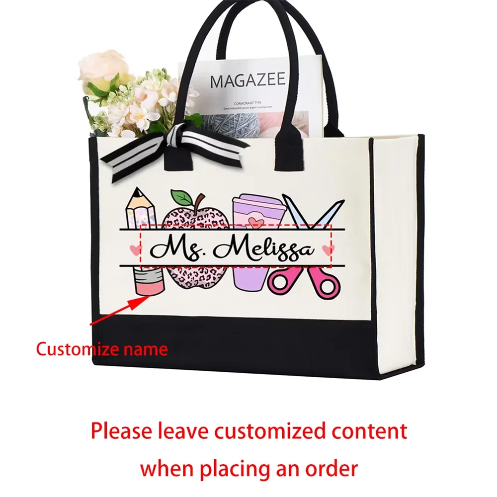 Personalized Teacher Name Tote Bag Teachers' Day Appreciation Gifts Bag Graduation Gift Welcome Back To School Office Totes