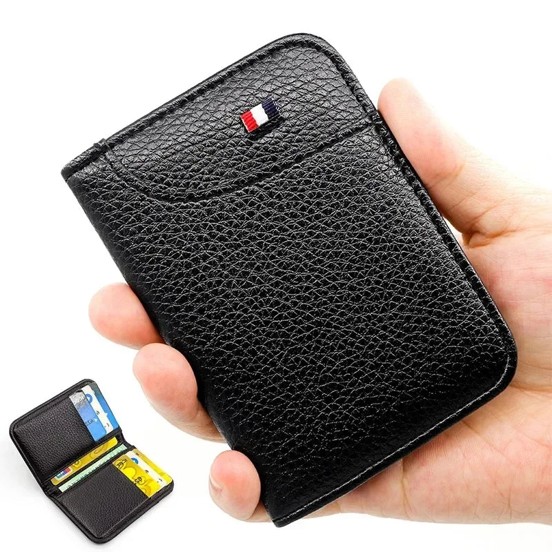 Slim Portable Credit Card Holder PU Leather Mini Wallet Super Thin Men's Short Purse Small Money Pocket Wallet
