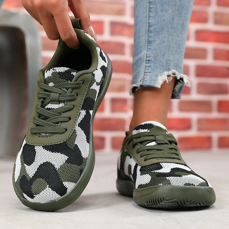Camouflage Women's Shoes WideToe Breathable Mesh Comfortable Flat Bottom Barefoot Shoes New Soft Sole Chaussure De Mens Sneakers