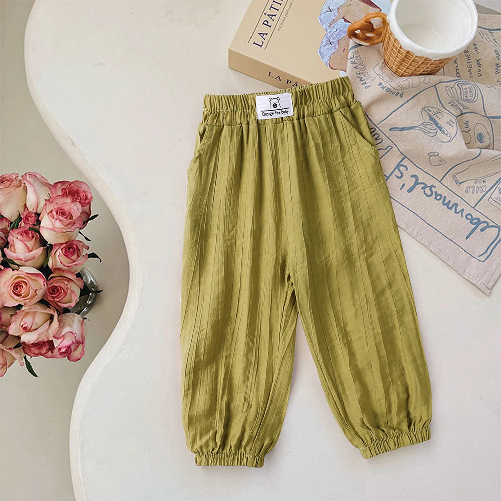 Summer Mosquito Resistant Pants Kids Bamboo Fiber Clothes Toddler Casual Loose Trousers Outer Wear Boys Girls Versatile Bloomers