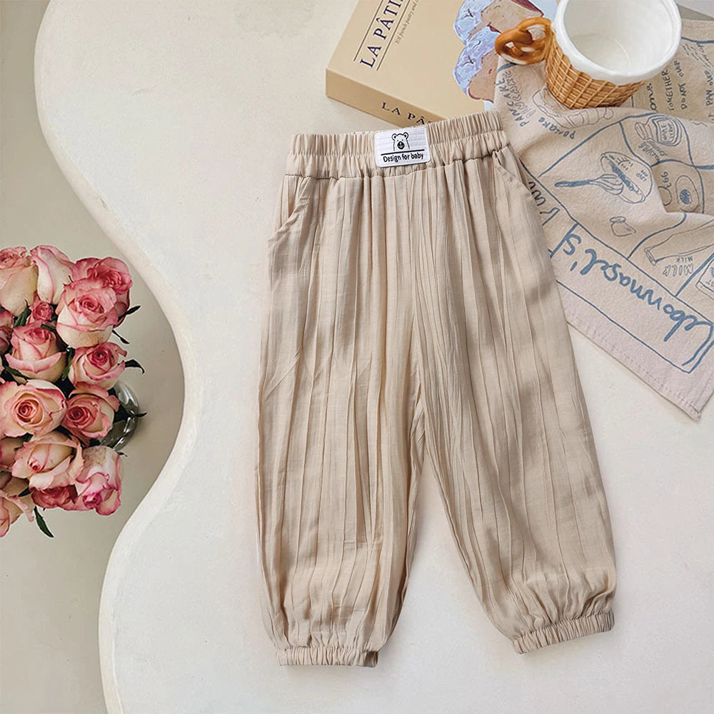 Summer Mosquito Resistant Pants Kids Bamboo Fiber Clothes Toddler Casual Loose Trousers Outer Wear Boys Girls Versatile Bloomers