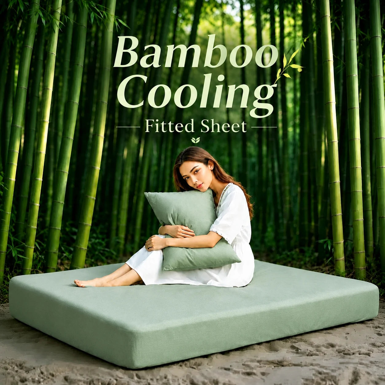 Cooling Bamboo Fiber Mattress Cover Breathable Fitted sheet for Hot Summer, Suitable for Bedroom, Guest Room, Dorm, Hotel