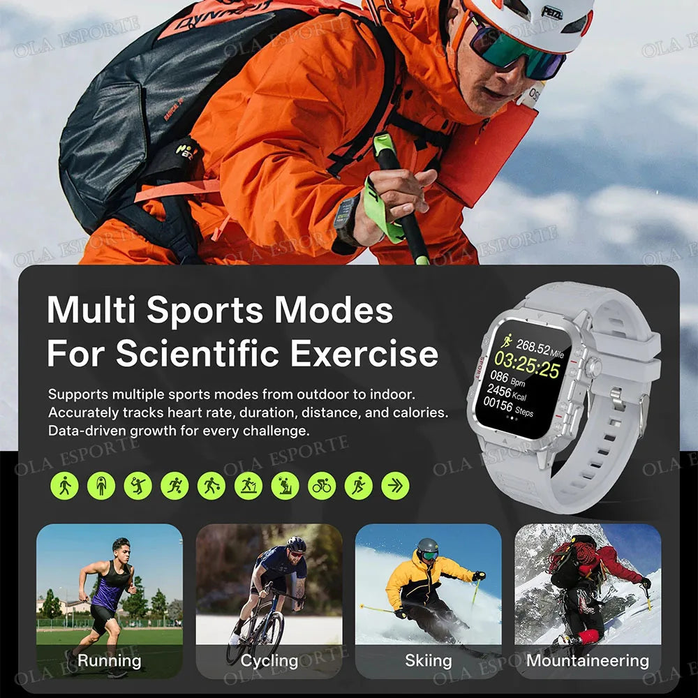 2026 New Military-grade Smart Watch Men GPS Flashlight 3ATM Waterproof Watch Bluetooth Call 100+Sport Outdoor Smartwatch Pk MA27