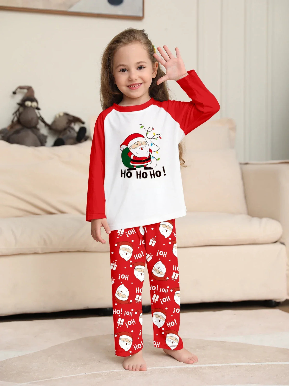 Christmas Family Look Pajamas Set Santa Print Mother Father Kids Matching Outfits Cute Loose 2 Pcs Suit Sleepwear Xmas Wear 4XL