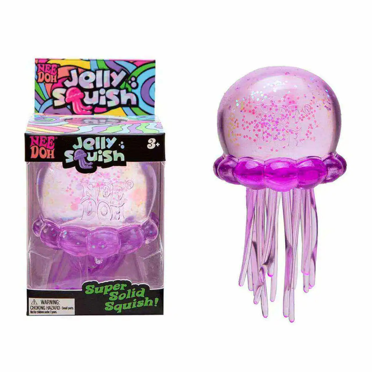 Needoh Jellyfish Squeeze Toy, Transparent Glitter Soft Jelly Fidget Toy, Portable Stress Relief Sensory Toy For Daily Relaxation