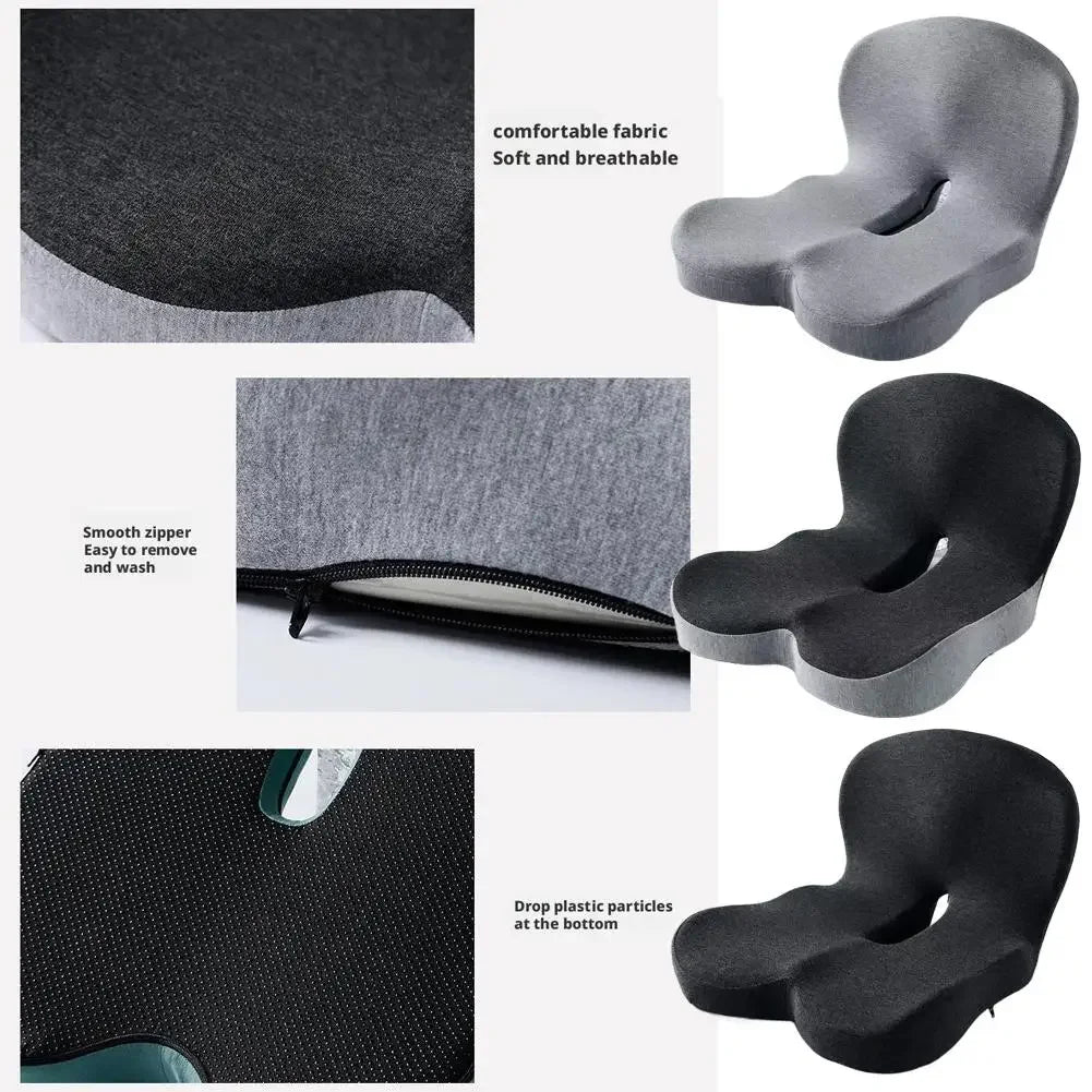 Ergonomic Memory Foam Lumbar Support Set – Integrated Backrest & Seat Cushion Combo, Relieves Back Pain for Office Workers, Students & Drivers, Removable Washable Anti-Dust Mite Cover