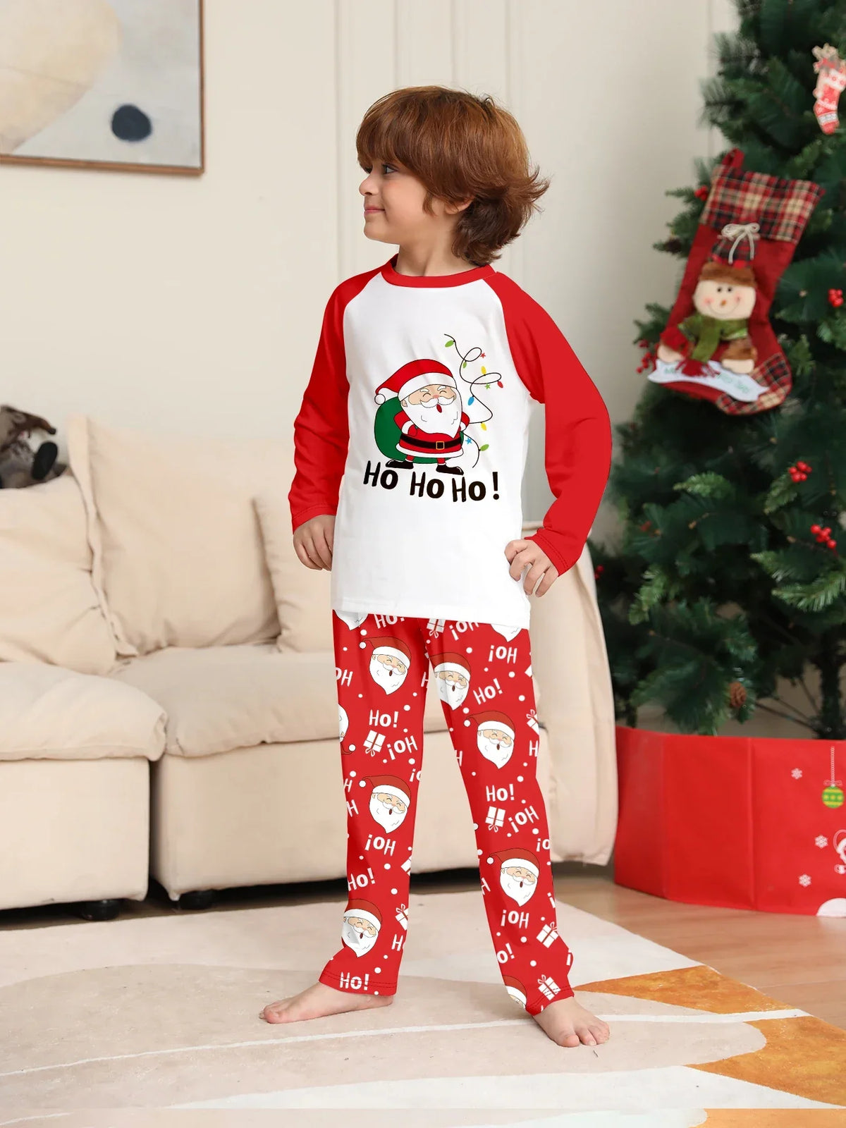 Christmas Family Look Pajamas Set Santa Print Mother Father Kids Matching Outfits Cute Loose 2 Pcs Suit Sleepwear Xmas Wear 4XL