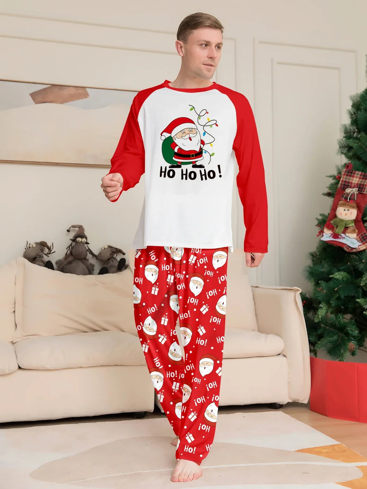 Christmas Family Look Pajamas Set Santa Print Mother Father Kids Matching Outfits Cute Loose 2 Pcs Suit Sleepwear Xmas Wear 4XL