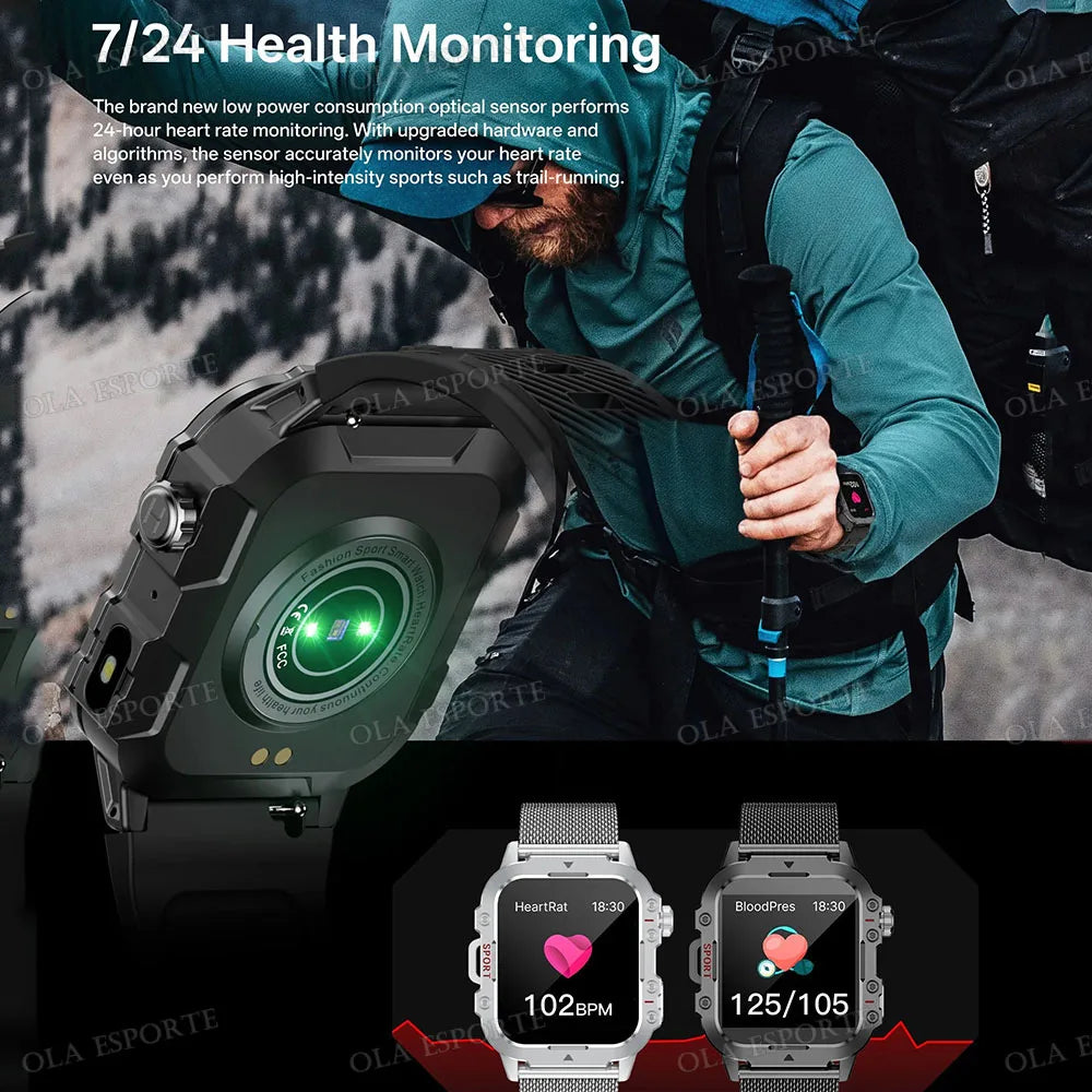 2026 New Military-grade Smart Watch Men GPS Flashlight 3ATM Waterproof Watch Bluetooth Call 100+Sport Outdoor Smartwatch Pk MA27