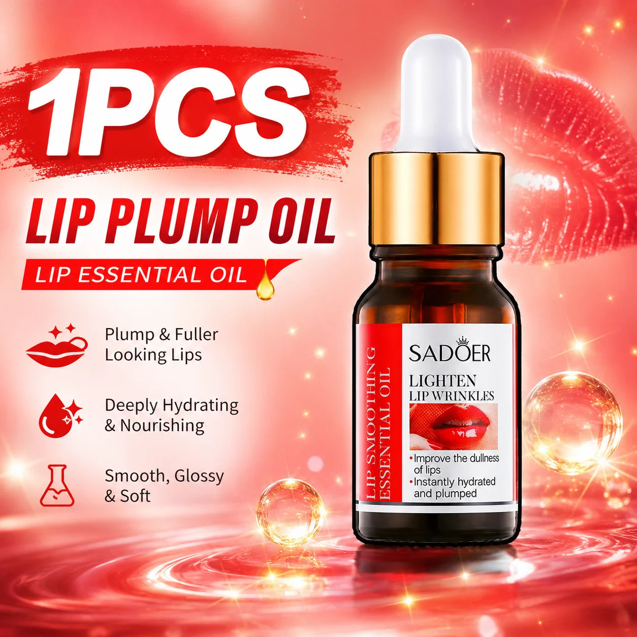 Lip Plumping Oil Hydrating Lip Gloss Fuller Glossy Lips Lip Plumper Serum Moisturizing Lip Care Essential Oil Soft Lips Women