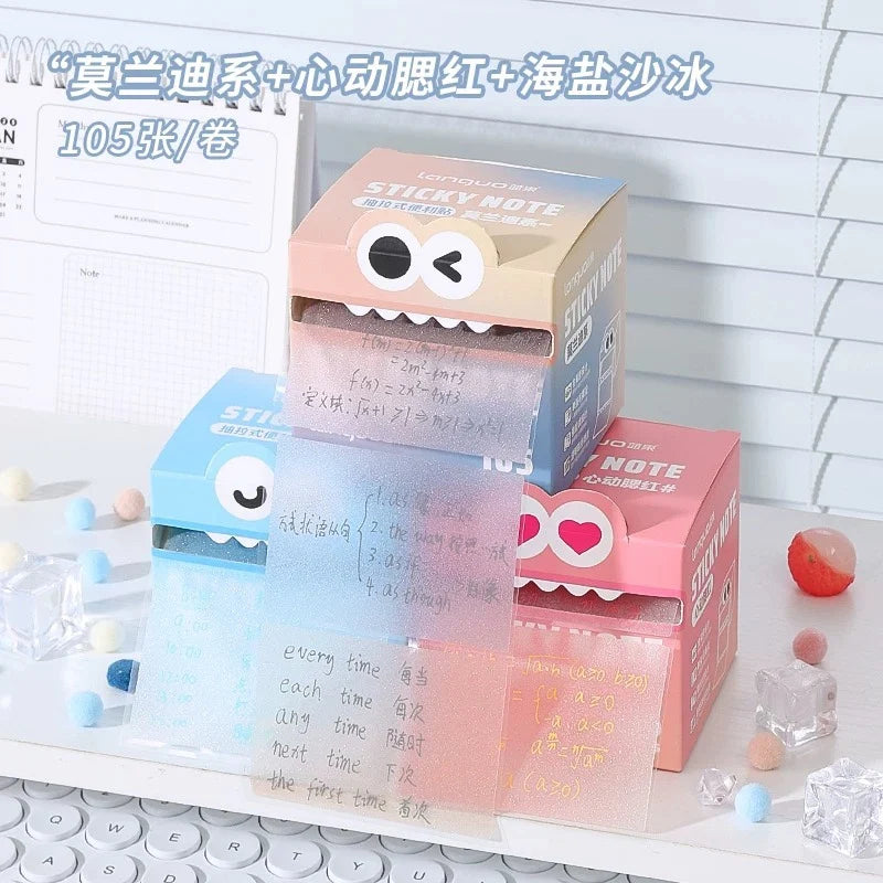 630/105 Sheets Pullable Pearl Posted It Transparent Sticky Note Pads Memo Pad Stationery Office School Supplies Back To School