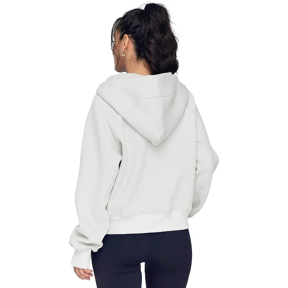 Half Zip Sweatshirts Cropped Hoodies Fleece Womens Quarter Zip Up Pullover Sweaters Fall Outfits 2025 Winter Clothes