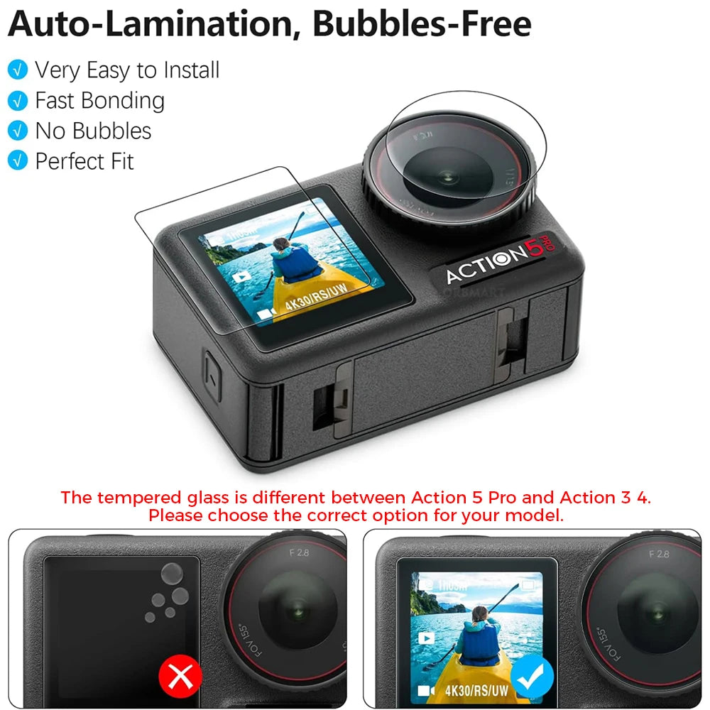 For DJI Osmo Action 5 Pro 4 3 Screen Protector Tempered Glass Film Lens Cover Cap Bag Case for DJI Action 4 5Pro Accessories