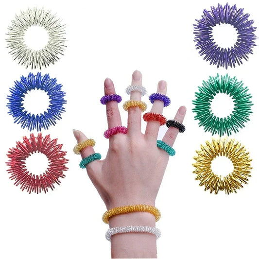 10pcs/Lot Hot Sale Finger Massage Sujok Ring Acupuncture Ring Health Care Body Massage Chinese Medicine Color Gold