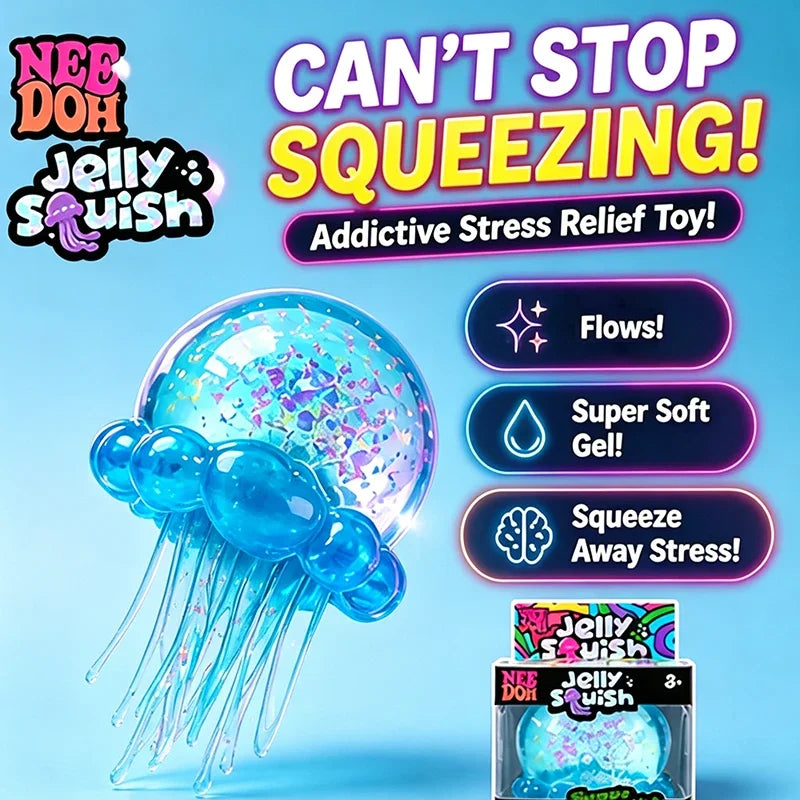 Needoh Jellyfish Squishy Lovely Shape Squeeze Sensory Toy Stress Relief Anti Anxiety Focus Calming Toy for ADHD and Autism