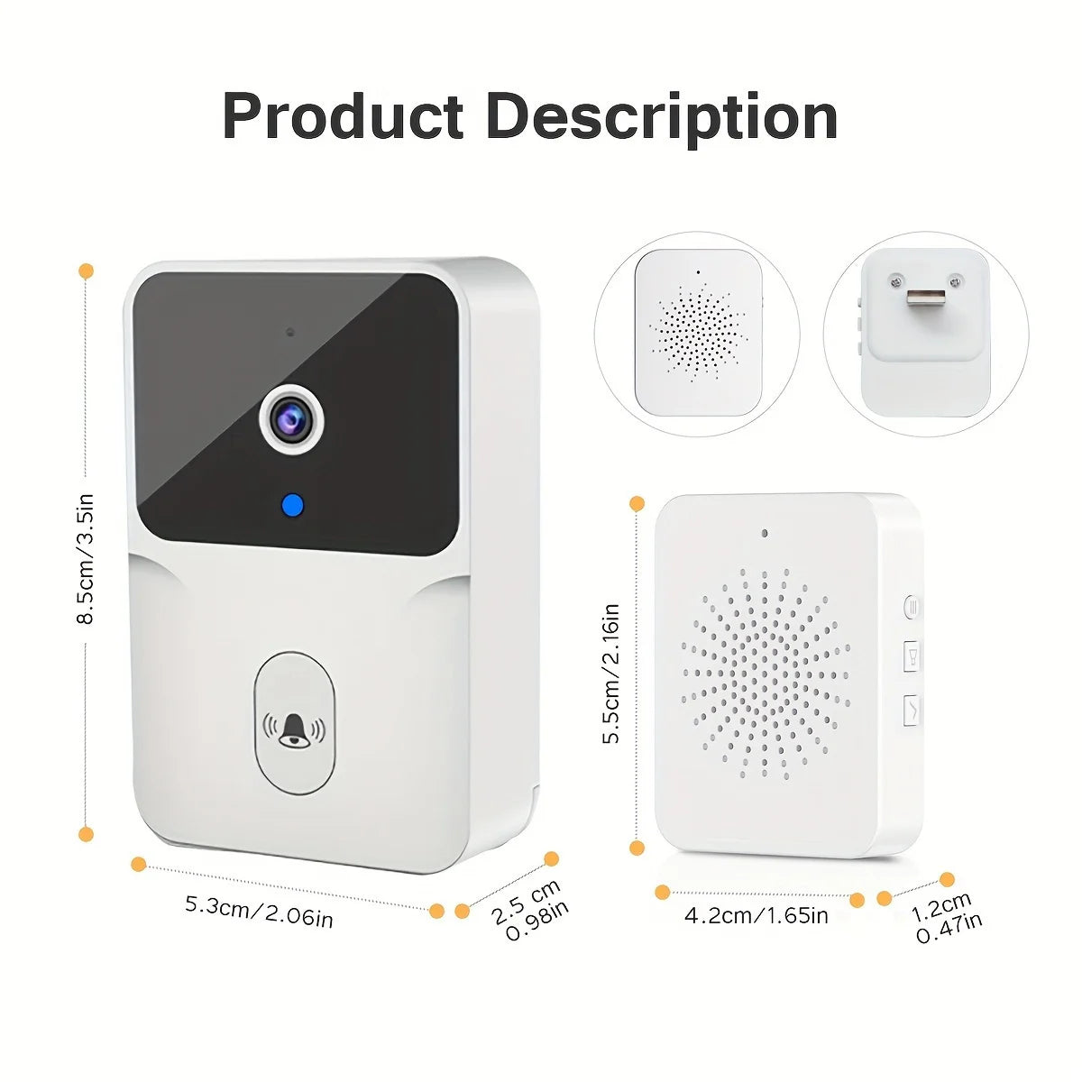 Tuya Smart Video Doorbell Camera 480PHD Wireless doorbell for Home Security, Night Vision, Voice Change, 2-Way Audio, Waterproof