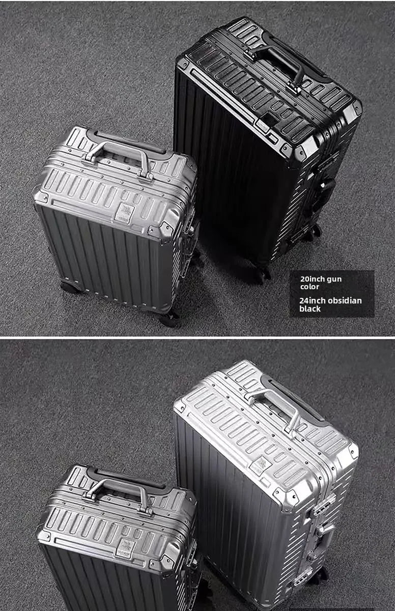 New ultra sturdy aluminum frame luggage,2-Pieces set 20 22 24 26 28 inch carry on luggage suitcase set  high aesthetic board case, universal wheel business travel box set, optional 20-28 inch