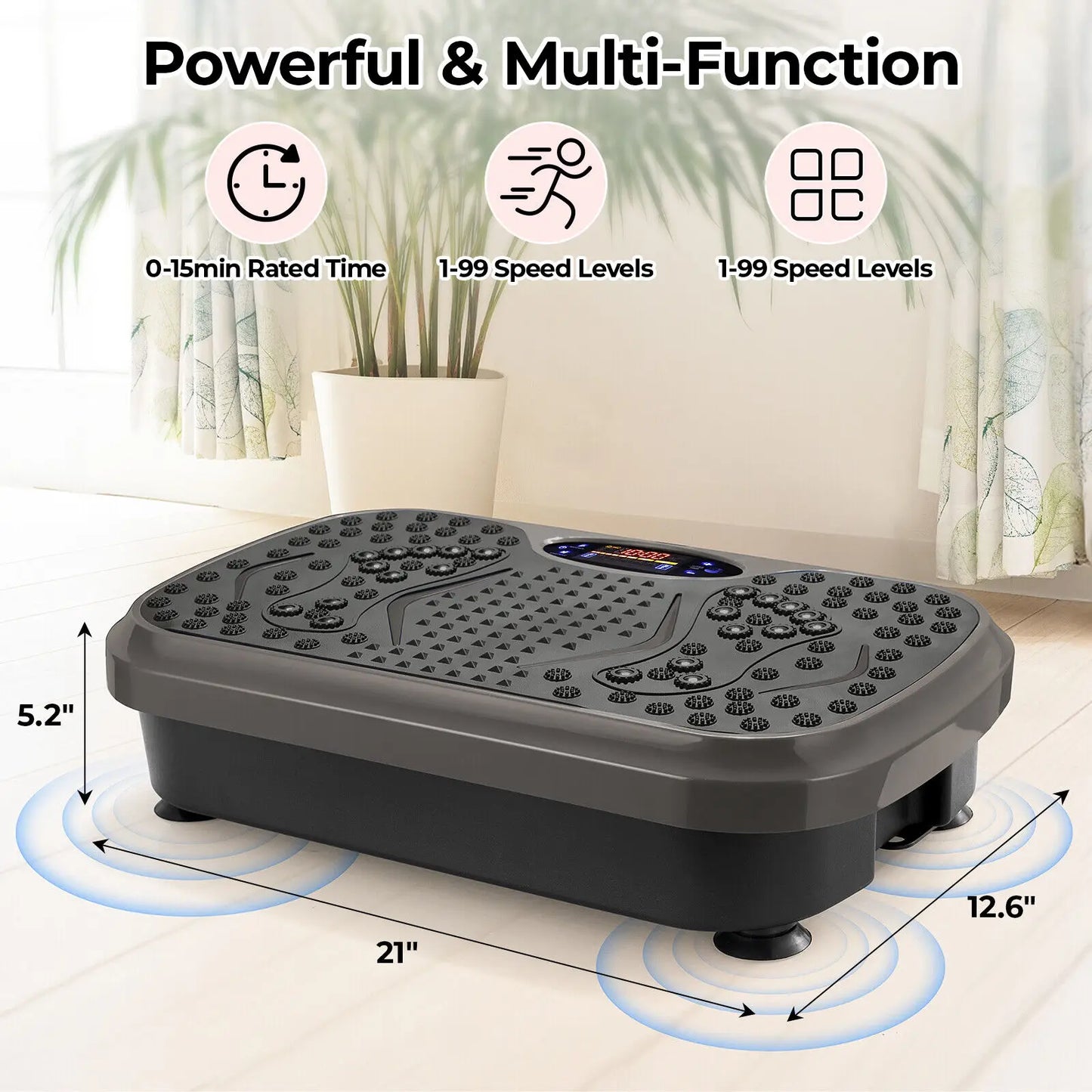 Vibration Plate Exercise Machine - Whole Body Workout Vibration Fitness Platform w/ Loop Bands - Home Training Equipment