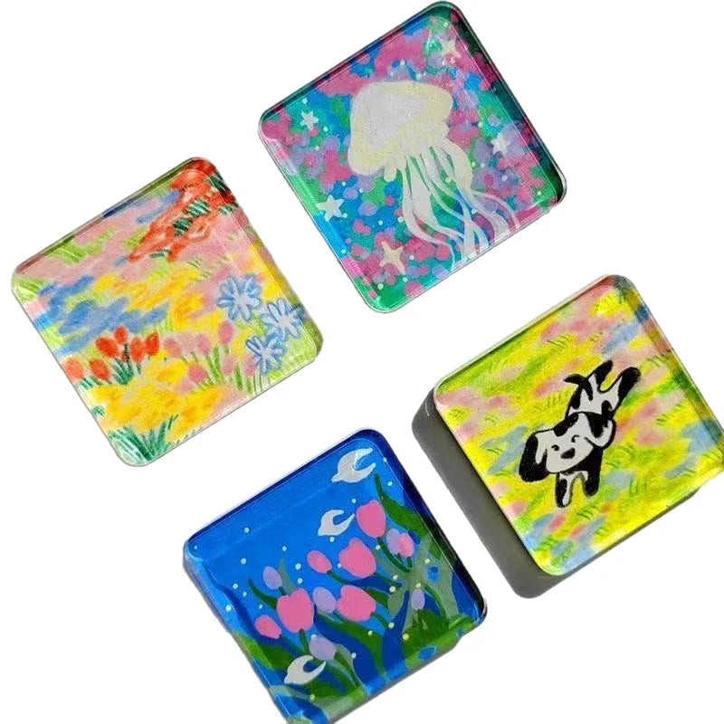 5/10PCS DIY Acrylic Refrigerator Magnets Blank Fridge Rectangle Sticker Kitchen Office Decor Creative Birthday DIY Craft Gift