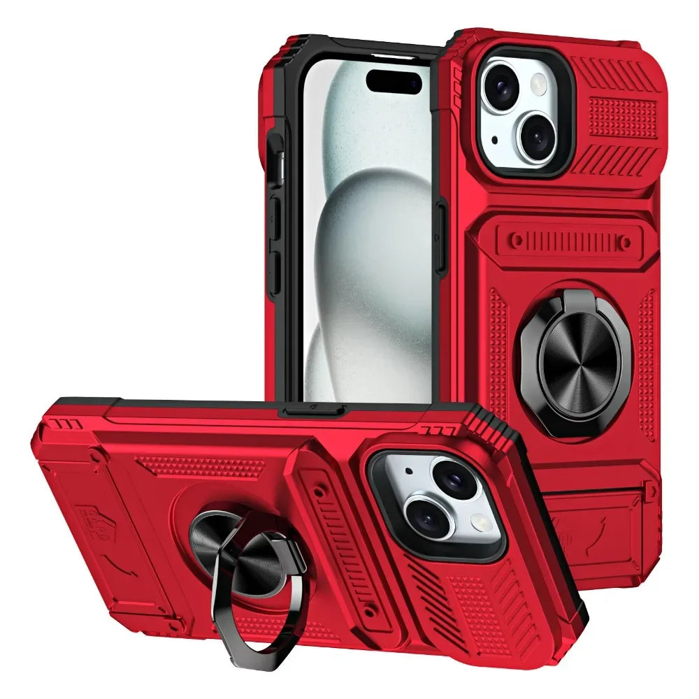 Magnetic Ring Holder Phone Case For IPhone 13 14 15 16 17 Air Pro Max Shockproof Heavy Duty Hard with Card Slot Protective Cover