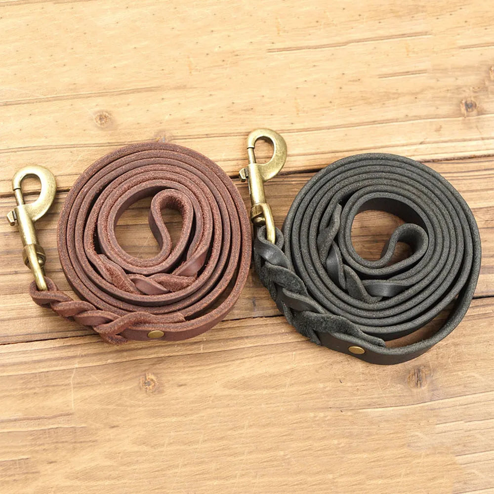 Soft Leather Braided Dog Leash Comfortable Real Leather Dog Leashes for Walking and Training Small Medium Large Dog Pet Supplies