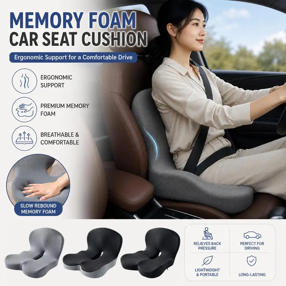 Ergonomic Memory Foam Lumbar Support Set – Integrated Backrest & Seat Cushion Combo, Relieves Back Pain for Office Workers, Students & Drivers, Removable Washable Anti-Dust Mite Cover
