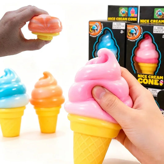 Needoh Nice Cream Cone Sensory Fidget Toy Solid Slow Rebound ADHD Non-toxic Stress Relief Anxiety Fidget Calming Toy Ornament