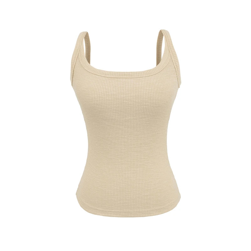 LUNDUNSHIJIA 2025 Summer Women Bamboo Cotton Sexy Backless Camisole Ladies Fashion With Chest Pads Tops 5 Colors