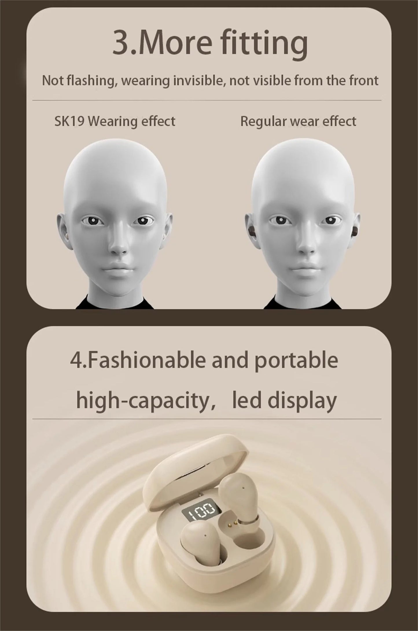 SK Small Headphones Wireless Bluetooth Headset Sport Sleeping Invisible Comfortable To Wear Bass Earbuds Earphone For All Phones