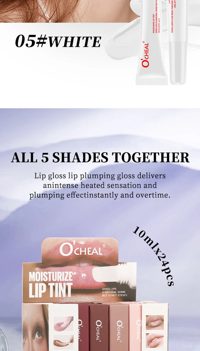 Water Glow Plump Lip Color Liquid Lip Gloss - Cream Moisturizing Non-greasy Lip Oil Gel Lip Care Balm Hydrating Shine