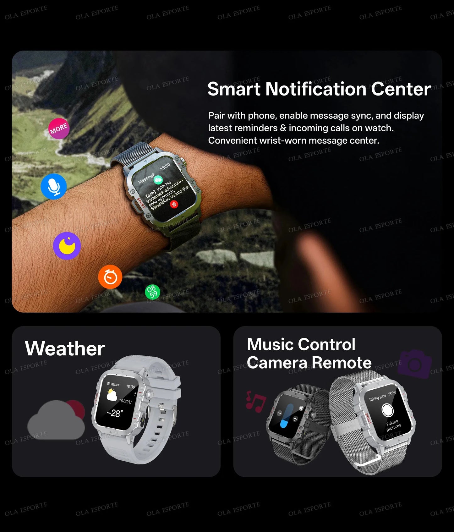 2026 New Military-grade Smart Watch Men GPS Flashlight 3ATM Waterproof Watch Bluetooth Call 100+Sport Outdoor Smartwatch Pk MA27