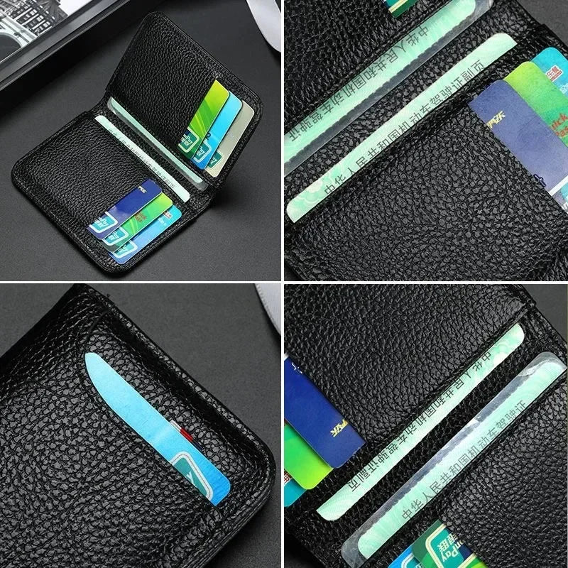 Slim Portable Credit Card Holder PU Leather Mini Wallet Super Thin Men's Short Purse Small Money Pocket Wallet