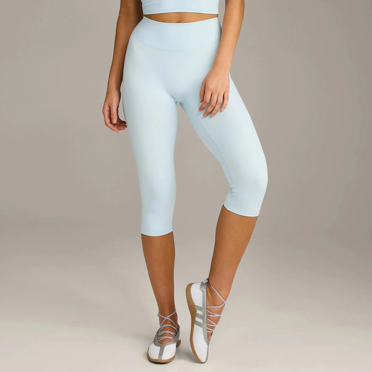 Women 7/8 Yoga Capris Double-sided Brushed 4-Way Stretch High Waist Skin-friendly Tight Workout Fitness Leggings