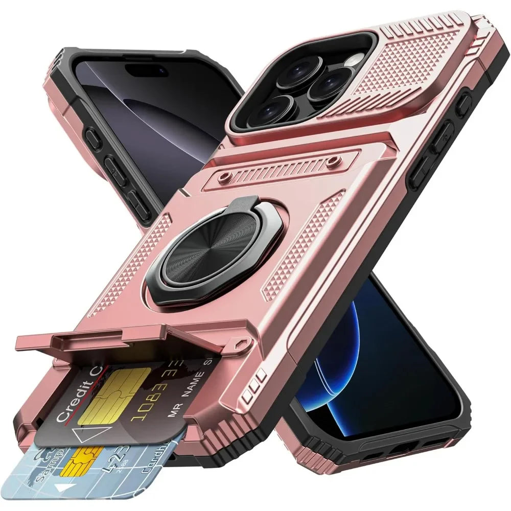 Magnetic Ring Holder Phone Case For IPhone 13 14 15 16 17 Air Pro Max Shockproof Heavy Duty Hard with Card Slot Protective Cover