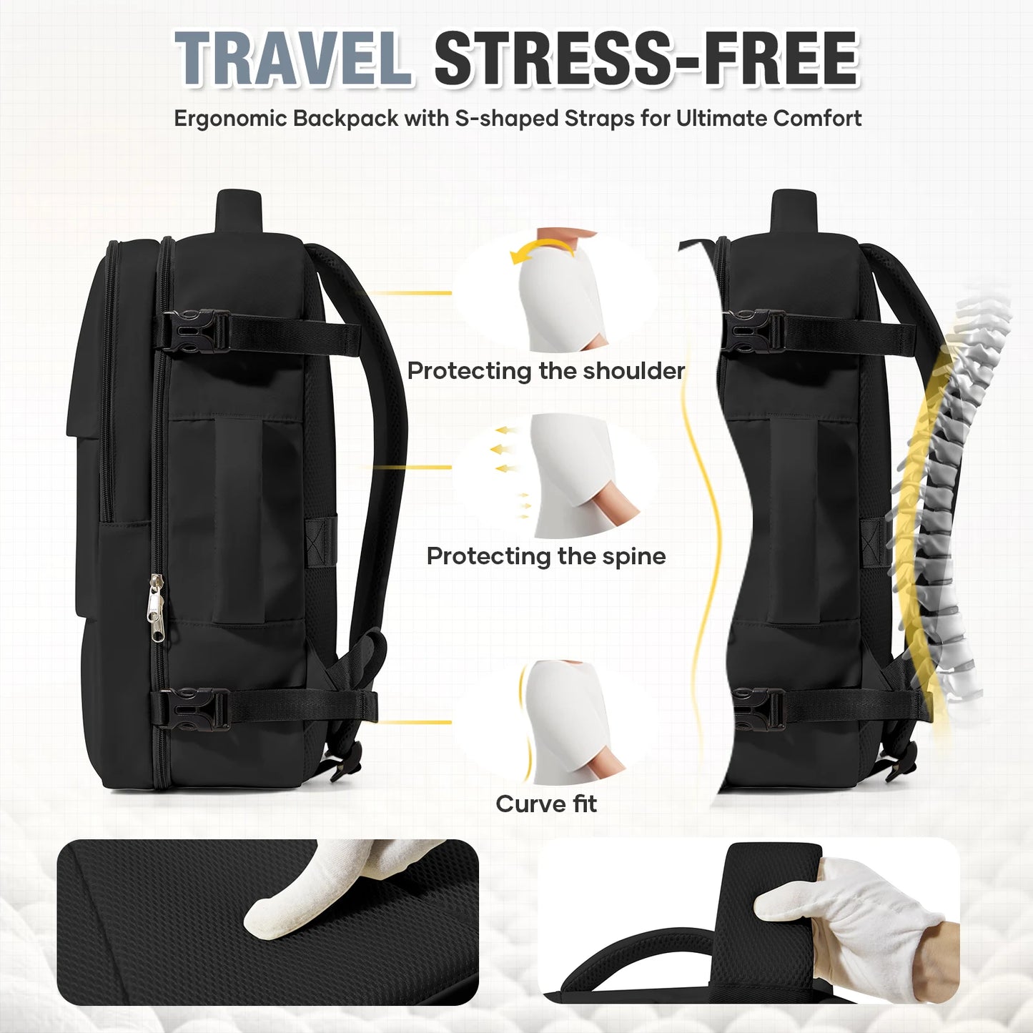 Ryanair 40x30x20 Luggage Cabin Bag, 40x30x20 Bag Men Women 15.6inch Laptop Bag Business  Travel Backpack，College School Backapck