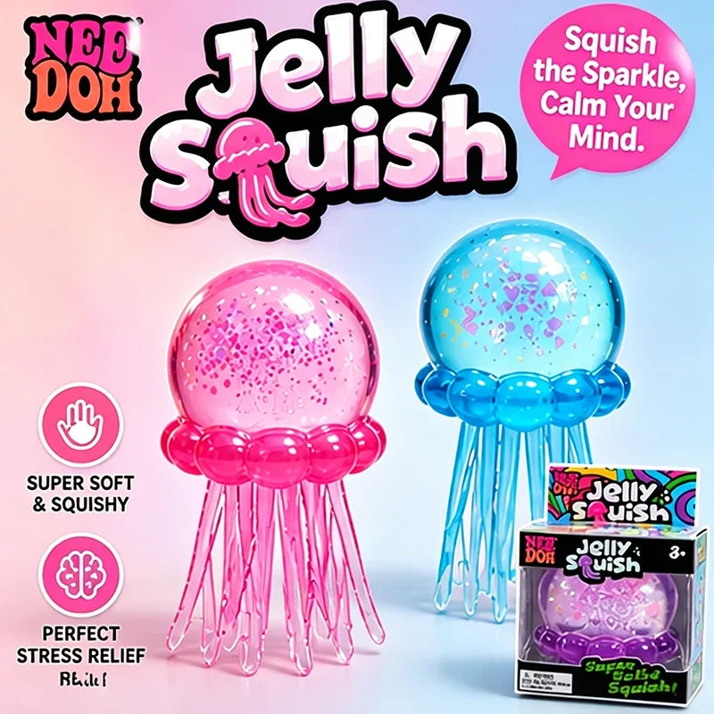 Needoh Jellyfish Squishy Lovely Shape Squeeze Sensory Toy Stress Relief Anti Anxiety Focus Calming Toy for ADHD and Autism