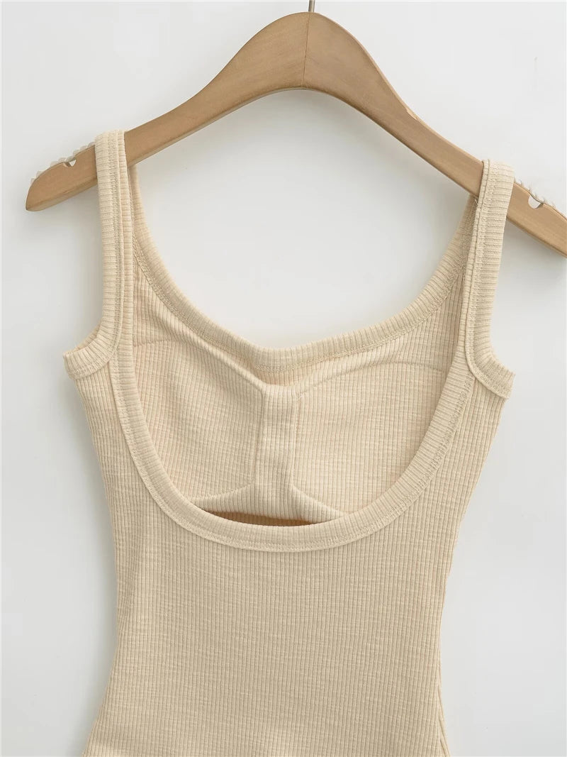 LUNDUNSHIJIA 2025 Summer Women Bamboo Cotton Sexy Backless Camisole Ladies Fashion With Chest Pads Tops 5 Colors