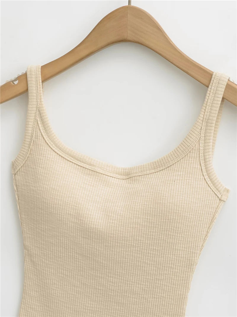 LUNDUNSHIJIA 2025 Summer Women Bamboo Cotton Sexy Backless Camisole Ladies Fashion With Chest Pads Tops 5 Colors