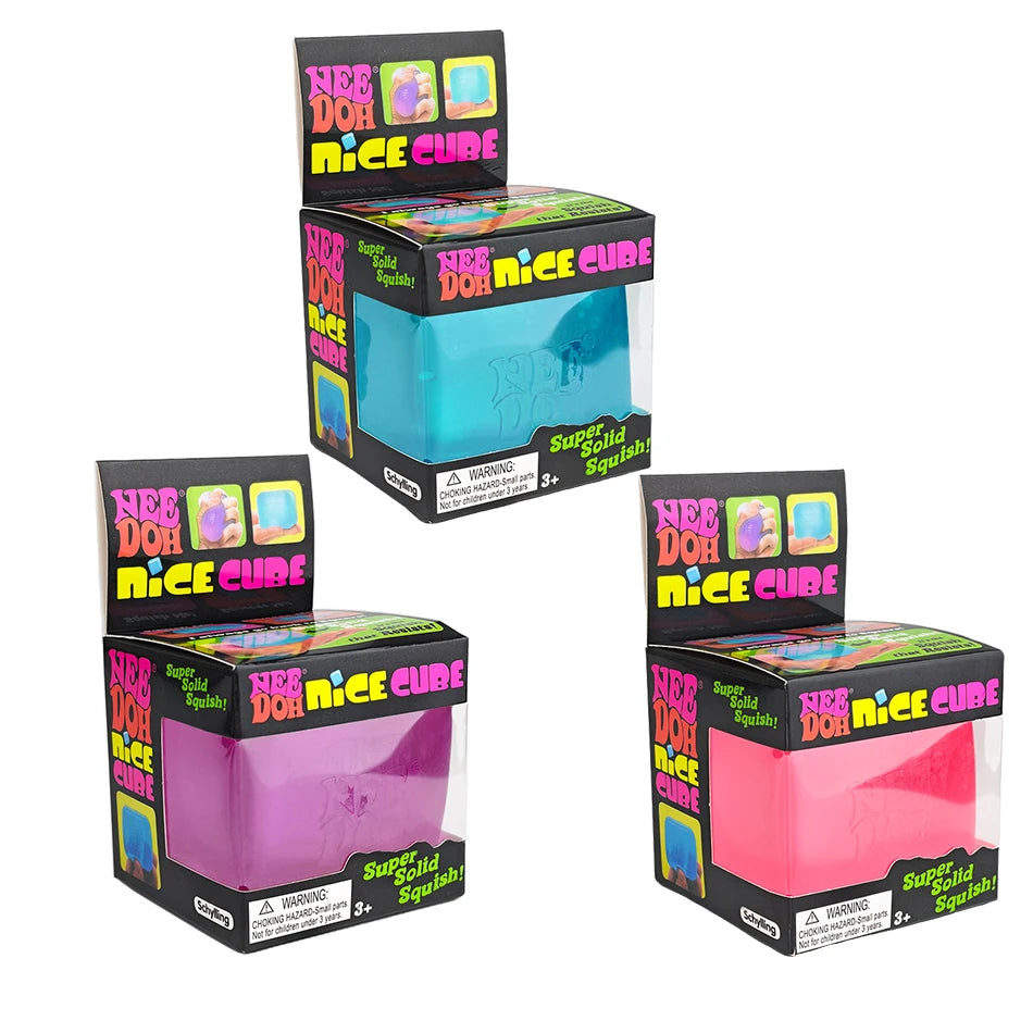 Needoh Nice Cube Sensory Stress Reliever Fidget Tool, Slow Rising Desk Sensory Cube for Anxiety & Focus, for Adults & Kids