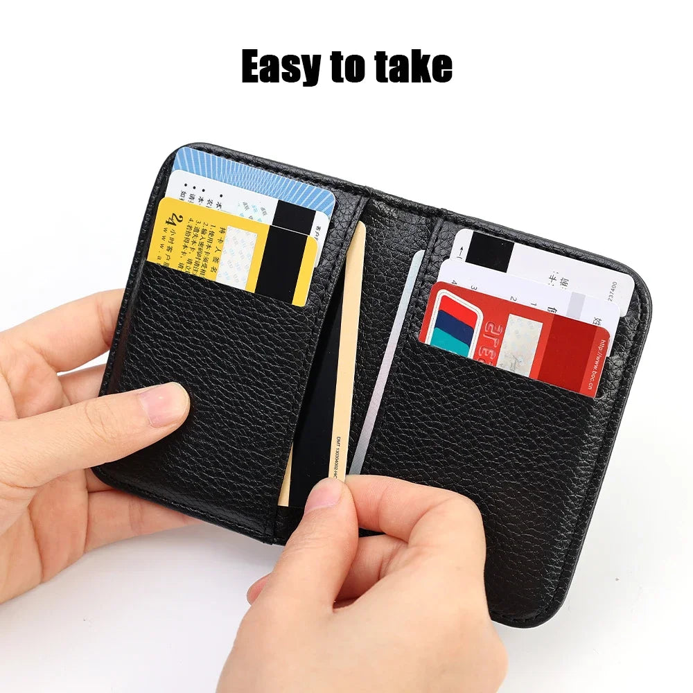 Slim Portable Credit Card Holder PU Leather Mini Wallet Super Thin Men's Short Purse Small Money Pocket Wallet