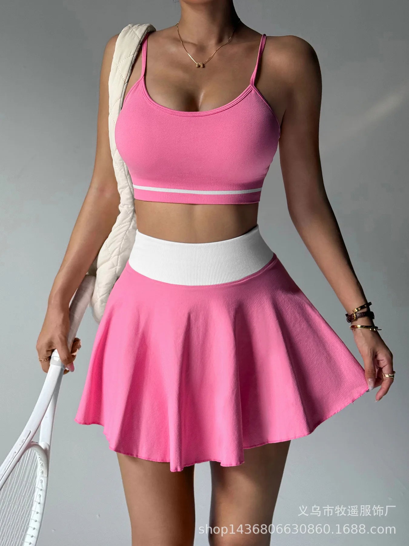 Fitness Yoga Set Women Tracksuit Gym Clothes Sports Bra 2 Piece Workout Sets Outfit Short Skirt Quick Drying Sportswear