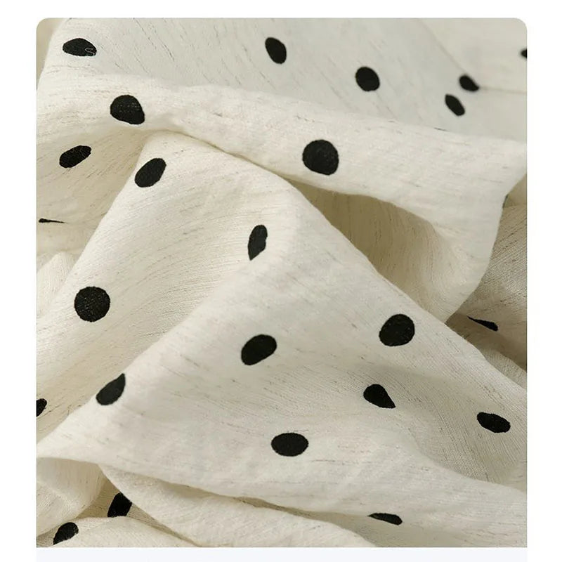 Women's Breathable Linen Polka Dot Banana Pants   Summer Casual Trousers   Elastic Waist Drawstring Wide-Leg Pants
