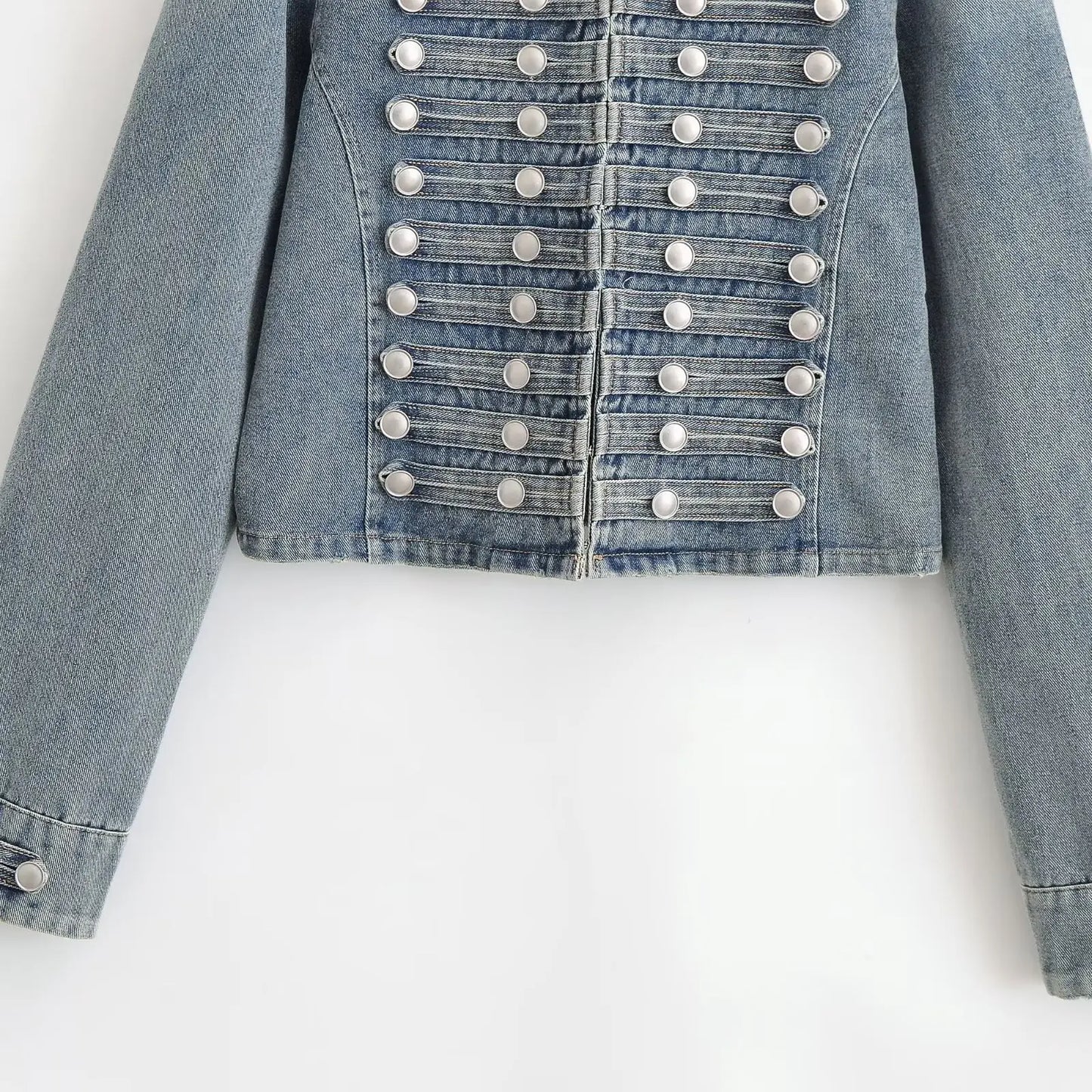 Suninbox Women's Vintage Long Sleeve Denim Jacket with Button Front Cropped Fitted Jean Jacket Casual Streetwear Autumn Outwear