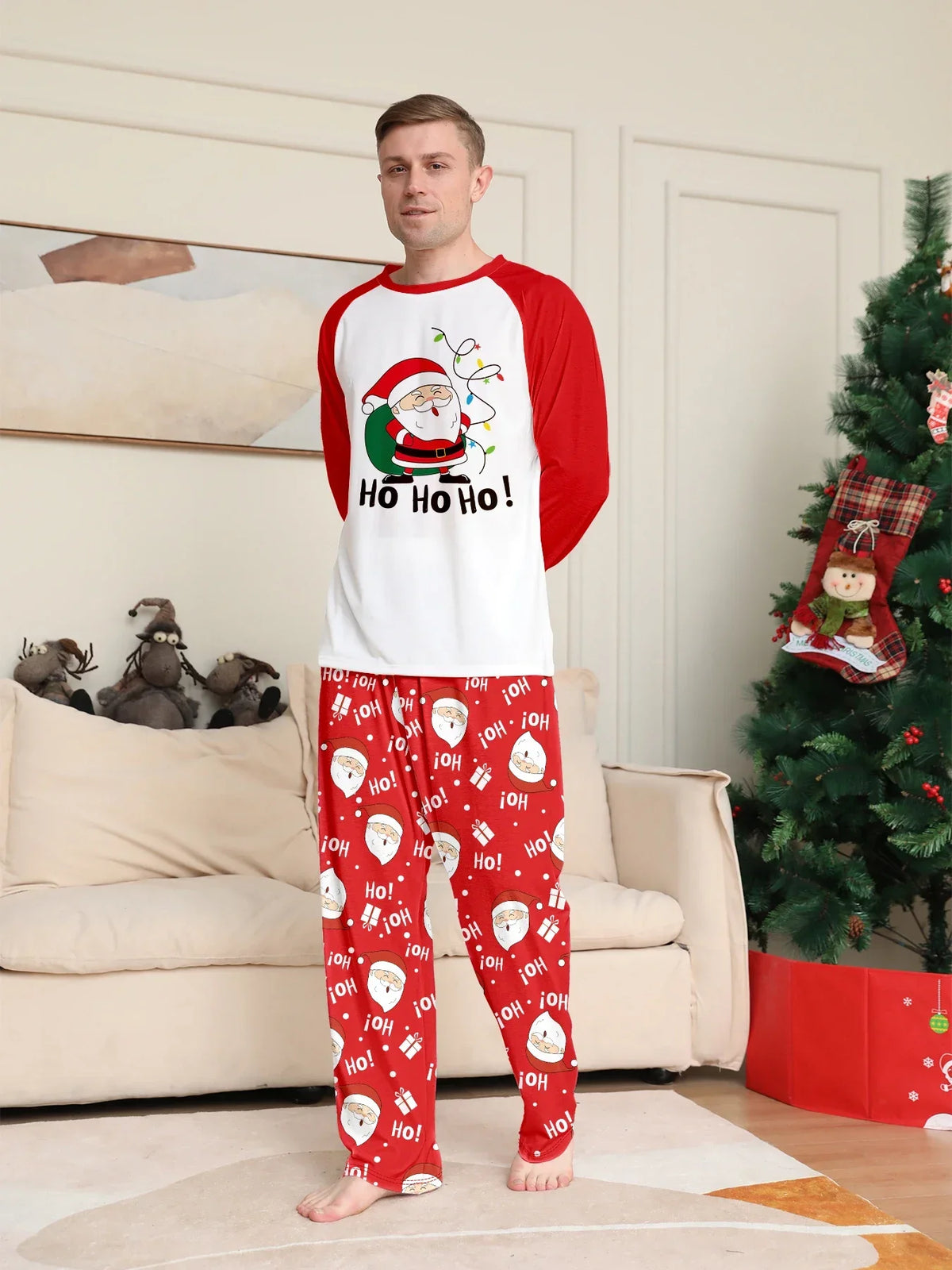 Christmas Family Look Pajamas Set Santa Print Mother Father Kids Matching Outfits Cute Loose 2 Pcs Suit Sleepwear Xmas Wear 4XL