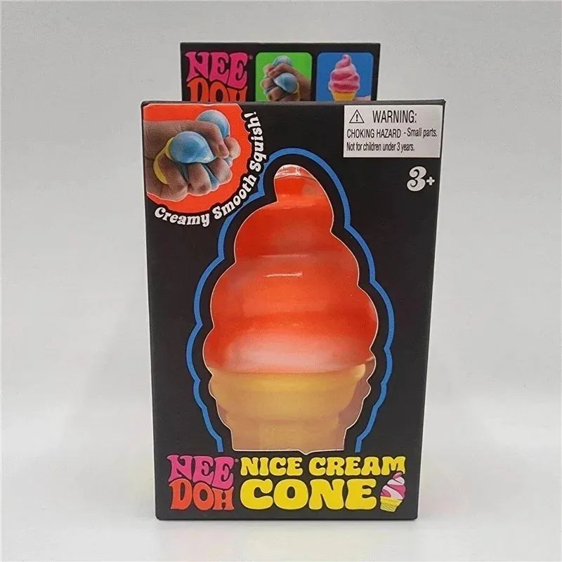 Needoh Nice Cream Cone Sensory Fidget Toy Solid Slow Rebound ADHD Non-toxic Stress Relief Anxiety Fidget Calming Toy Ornament