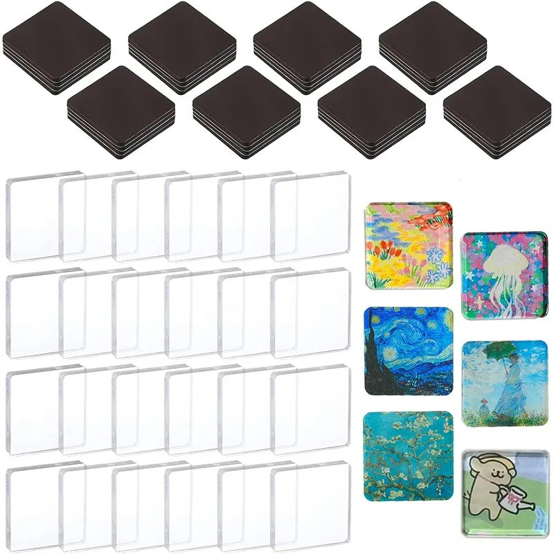 5/10PCS DIY Acrylic Refrigerator Magnets Blank Fridge Rectangle Sticker Kitchen Office Decor Creative Birthday DIY Craft Gift