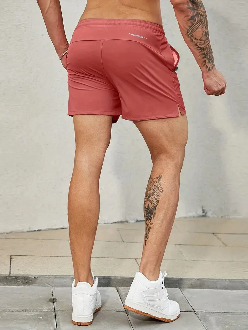 Men 2025 New  Summer Beach New Models Solid Color Fashion Leisure Comfortable Elastic Waist Double Pockets Cool Sports Shorts