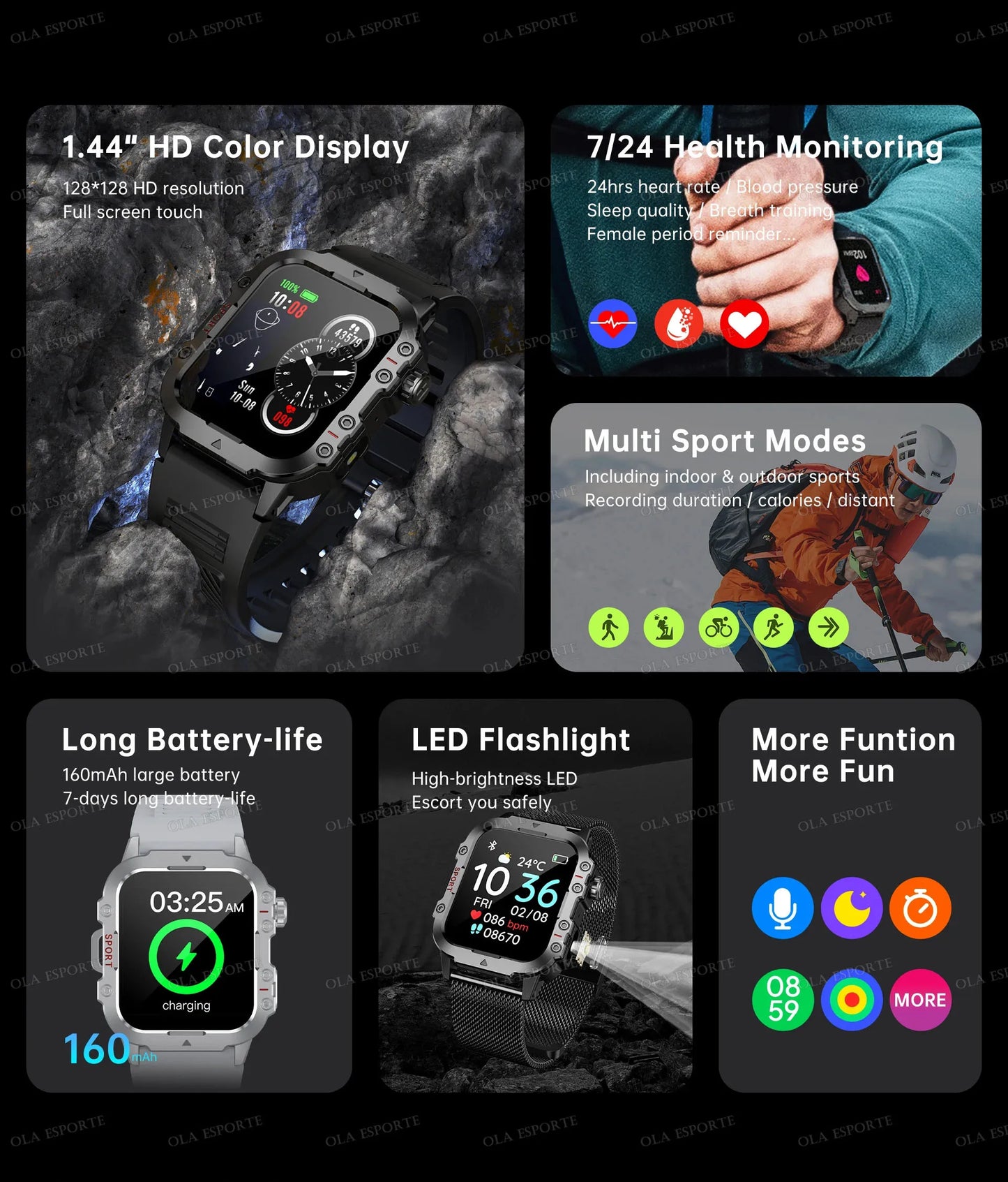 2026 New Military-grade Smart Watch Men GPS Flashlight 3ATM Waterproof Watch Bluetooth Call 100+Sport Outdoor Smartwatch Pk MA27