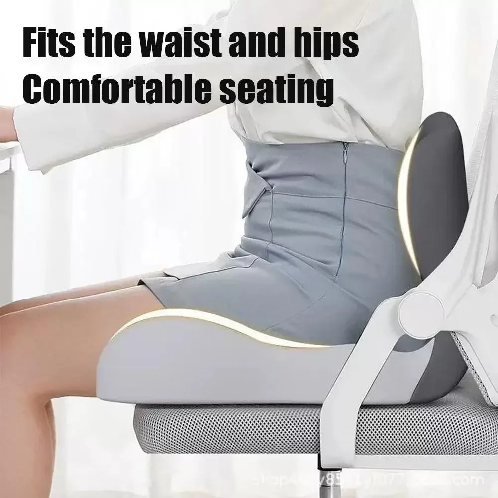 Ergonomic Memory Foam Lumbar Support Set – Integrated Backrest & Seat Cushion Combo, Relieves Back Pain for Office Workers, Students & Drivers, Removable Washable Anti-Dust Mite Cover